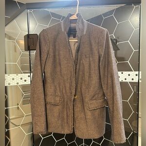 J. Crew 6T chambray ruffle regent blazer